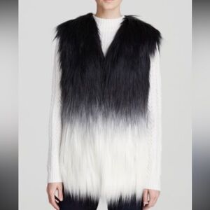 Nostalgic faux fur vest ombré black grey white bloggers favorite
